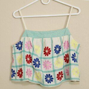 ZARA Womens Medium Limited Edition Floral Strappy Cropped Camisole Squares